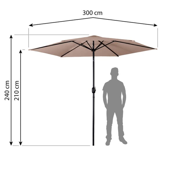 Sammenklappelig haveparaply 6 segmenter 300 cm med betræk Plonos PL-884