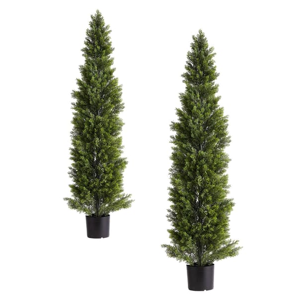 Konstgjorda topiary cederträd set om 2, 60 tum