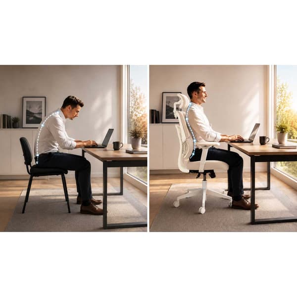 Ergonomisk kontorstol med åndbart net og justerbare funktioner
