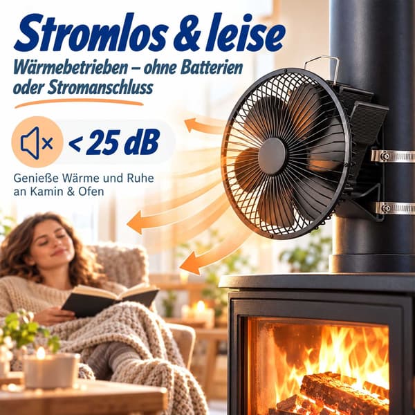 Rökrörsfläkt med skydd och 6 blad, klämmontering, svart