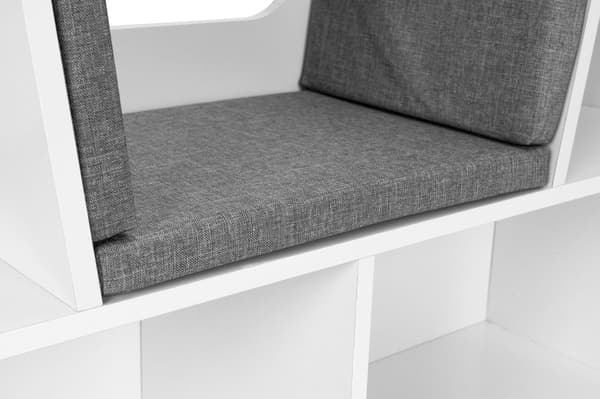 Barnbokhylla med sits – Vit, 4 hyllor