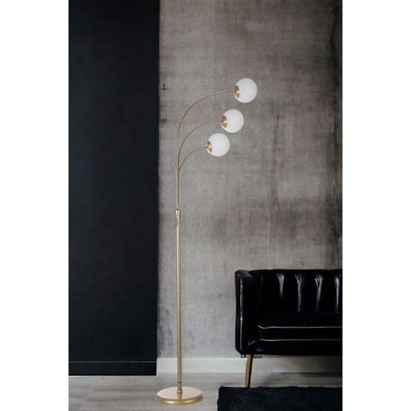 Gulvlampe Badi 3 Lü Eskitme Beyaz Camlı Lambader