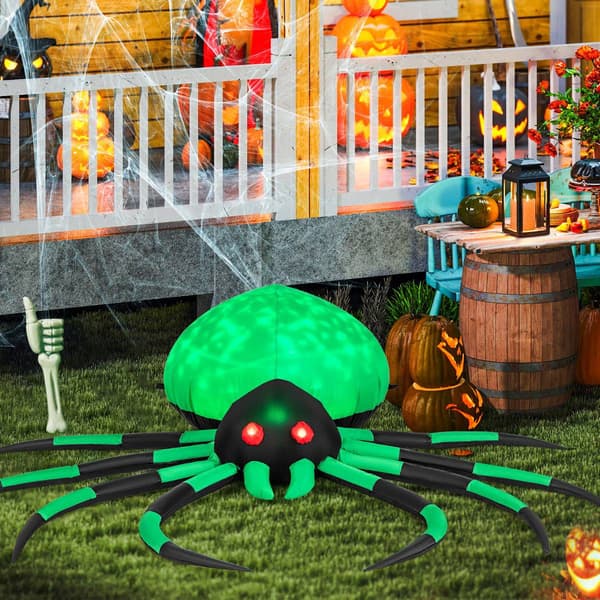 Oppustelig Halloween-edderkop, roterende LED-lys, 200 cm