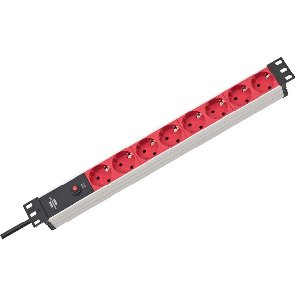 Alu-Line 8-tie 19" pistorasia kytkinrasialle PG Plug 2,00 m Musta/Punainen C14