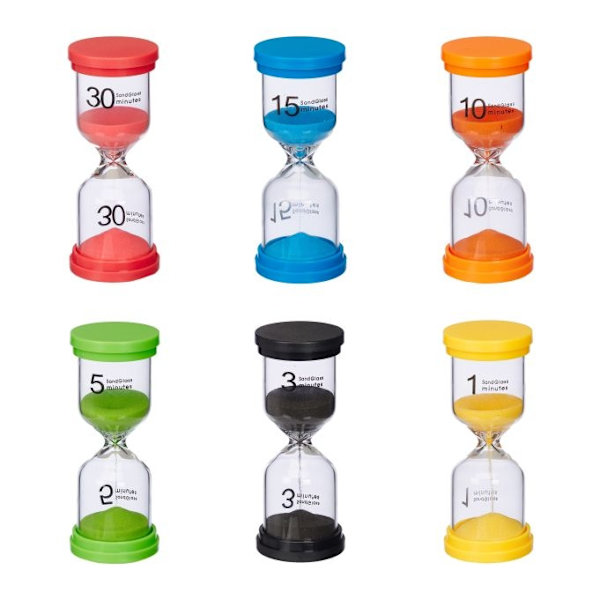 uppsättning med 6 timglas för barn
