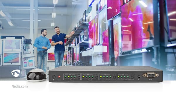 4x4 HDMI Matrix Switch, 4K@60Hz, Fjärrkontroll