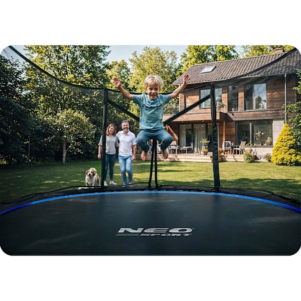 Trädgårdstrampolin 10ft/312cm med utomhusnät och stege Neo-Sport
