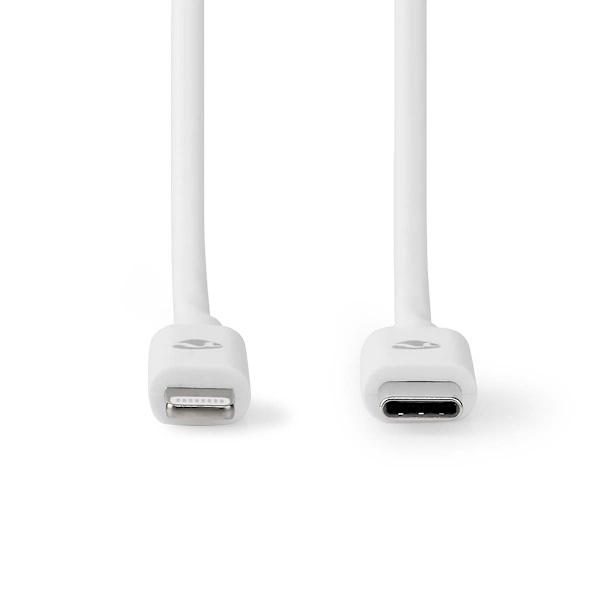 Lightning Kabel | USB 2.0 | Apple Lightning 8-pin | USB-C™ Han | 480 Mbps | Nikkelplateret | 1.00 m | Runde | PVC | Hvid | Label
