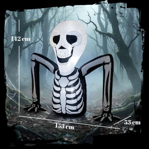 Uppblåsbart Halloween-skelett med LED-ljus, 210T polyester