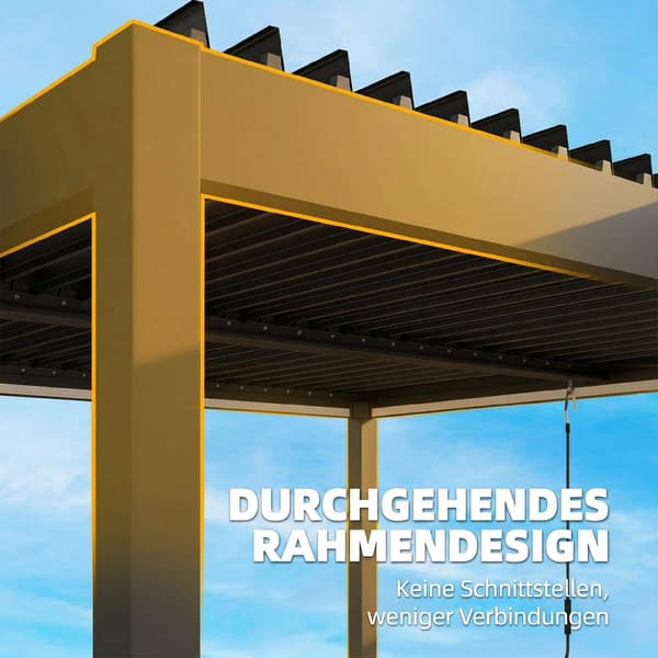 Aluminiumspergola 3x3m med LED-lys og justerbart tag