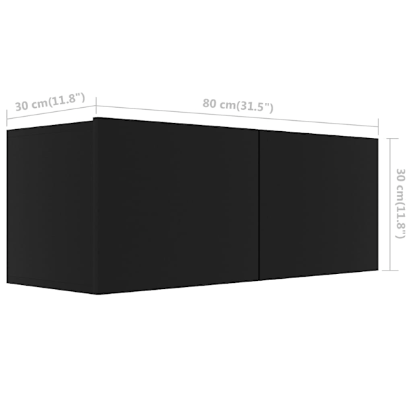 Mobile TV nero 80x30x30 cm in derivati ​​del legno