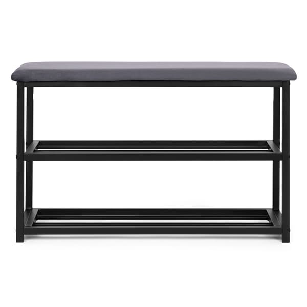 Skoskåpsbänk med sammetssits, 2 hyllplan, 80 cm