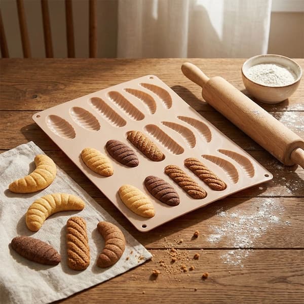 Silikoneform til småkager og praline, beige, 33x24,5x1 cm
