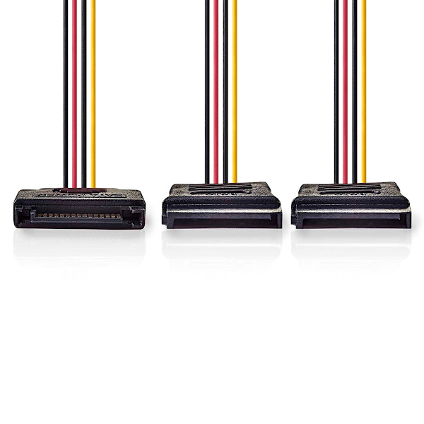 Intern Strømkabel | SATA 15-Pin Han | 2x SATA 15-Pin Hun | Guldplateret | 0.15 m | Runde | PVC | Flerfarvet | Box