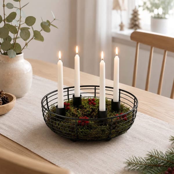 Adventskransholder af sølvmetaltråd – 20,5 cm