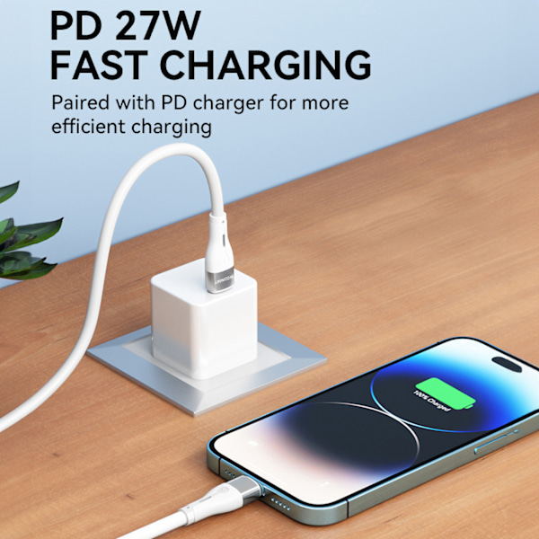 Kaapeli iPhonelle USB-C - Lightning PD 27W 2m valkoinen