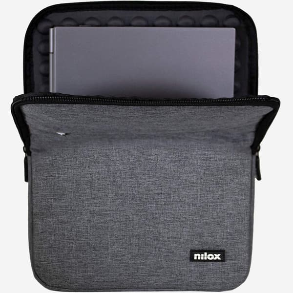 Laptop-sleeve 15,6" grå, polstret med tilbehørslomme