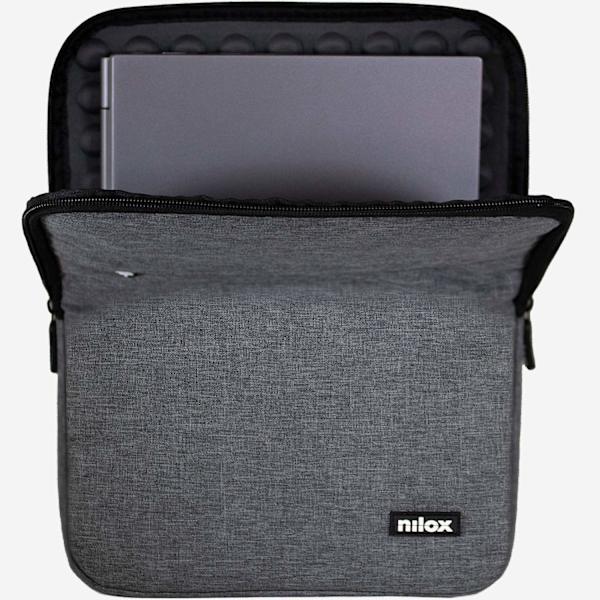 Laptopfodral 15,6" grå, vadderad med tillbehörsficka