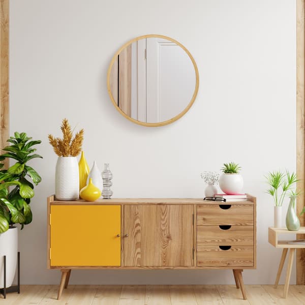 Rund bambu väggspegel 61 cm