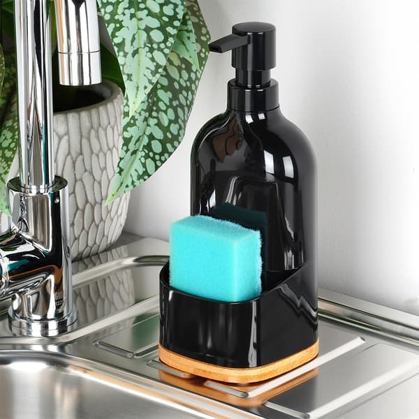 Opvaskedispenser med svampeholder, sort, 500 ml
