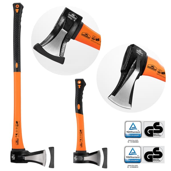 Økse- og øksesæt, kulstofstål, ergonomisk greb