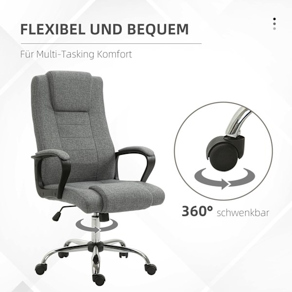 Kontorstol Computerstol Med Vippefunktion Nakkestøtte Ergonomisk Skrivebordsstol Drejelig Højdejusterbar Linned Touch 62X62X110-119 Cm