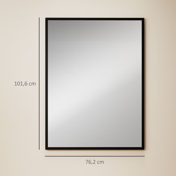 Dekorativ väggspegel, 76,2 x 101,6 cm, svart MDF-ram