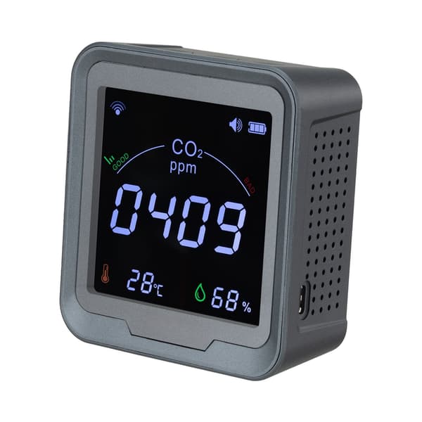 CO2-monitor, NDIR-sensor, temperatur- og fugtighedssensor, WiFi, vægmontering