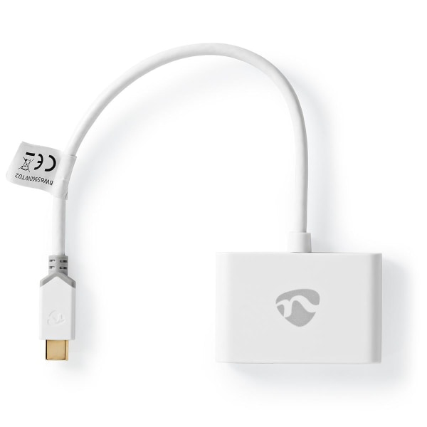 USB Multi-Port Adapter | USB 3.1 Gen1 | USB-C™ Han | 2x USB-A | 1000 Mbps | 0.20 m | Runde | Guldplateret | PVC | Hvid | Window Box