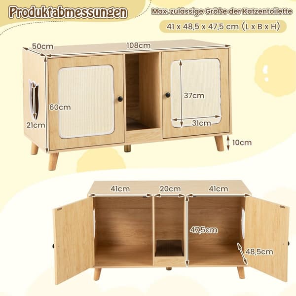 Katteskraldsskab med 2 døre, dobbeltrumsdesign