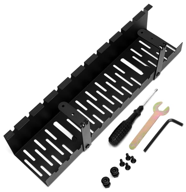 Kabelorganiseringshylde, under skrivebord, sort, 50 cm