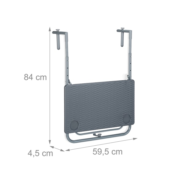 Grå Balkong Hängande Bord Fällbart