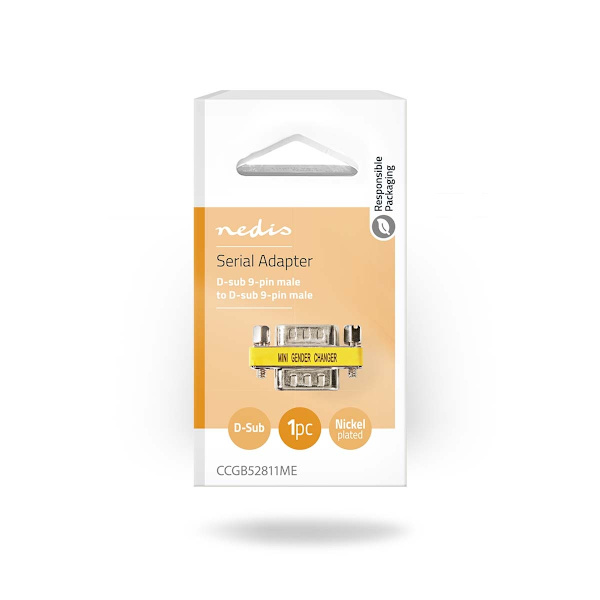 Seriel adapter | Adapter | D-SUB 9-Pin han | D-SUB 9-Pin han | Nikkelplateret | Metal | Box
