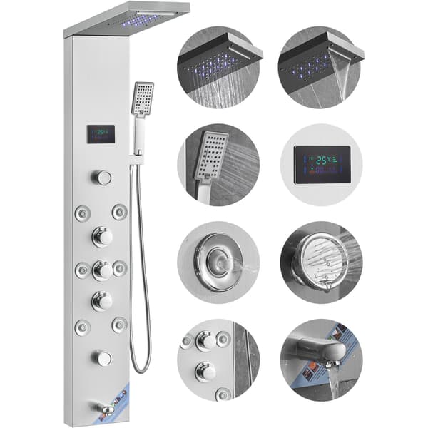 Brusepanelsystem, 6 tilstande, LED-display, 304 rustfrit stål