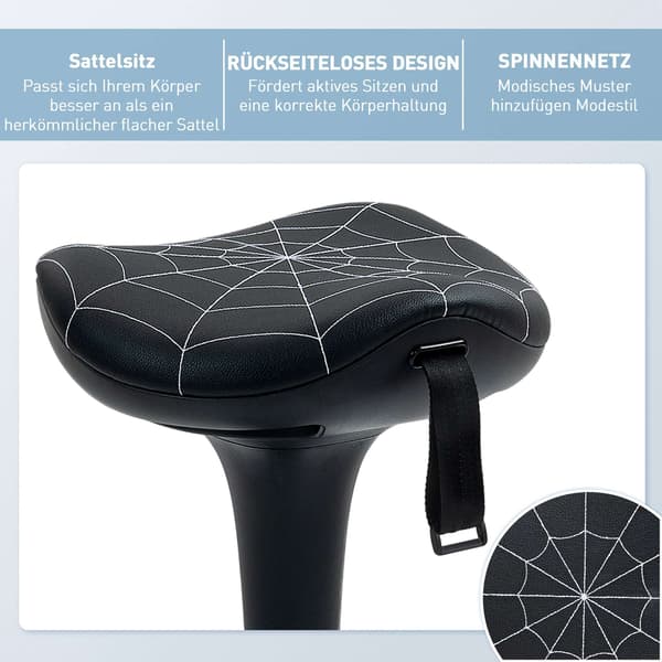 Ergonomisk ståskammel med justerbar højde, sort