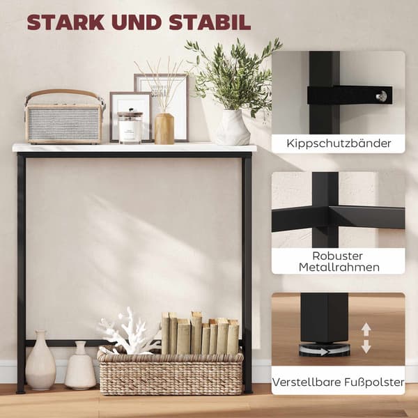 Slankt konsolbord, marmorlook-plade, 24 cm dybde