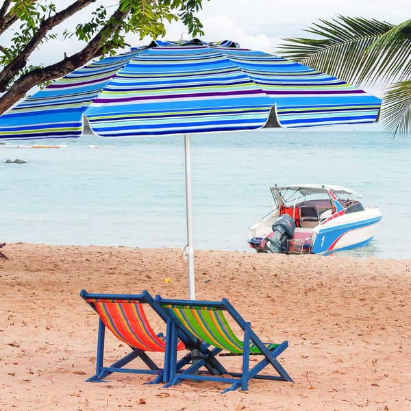 Strandparasol 200 cm, Vippebaldakin, Kopholder, Blå