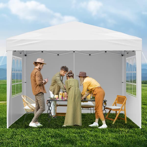 Pop-up-tak 3x3 meter, 3 sidoväggar, justerbar höjd
