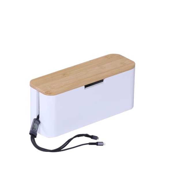 Kabelbox i bambu med magnetiskt lock, passar 6-polig kabel