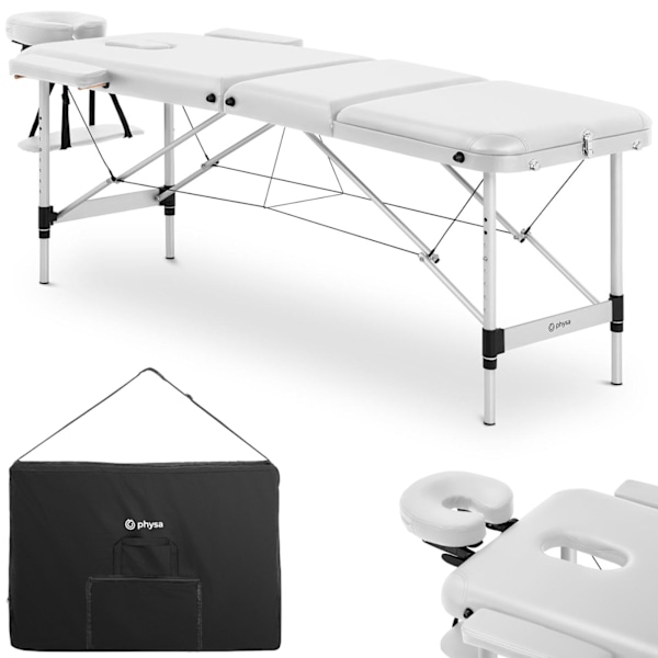 Bærbart foldbart sengemassagebord op til 180 kg Bordeux hvid