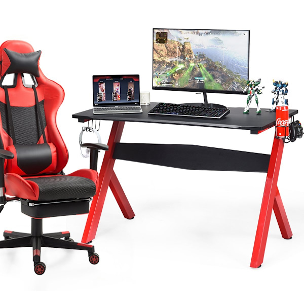 Gaming bord computer bord gaming skrivebord med kop- og hovedtelefonholder og musemåtte til hjemmekontorets legerum