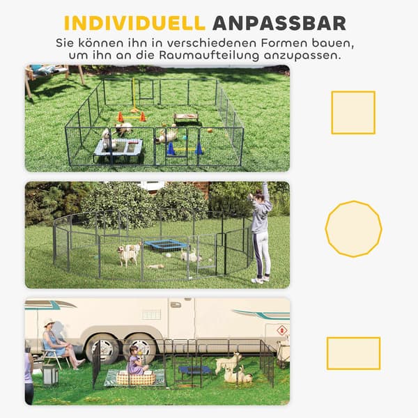 Hvalpegård, 16 paneler, foldbar med dør, 3,2m x 3,2m