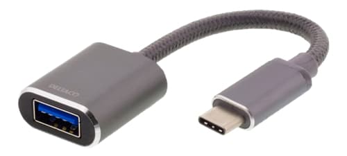 Deltaco OTG Adapter, USB-C till USB-A - Grå