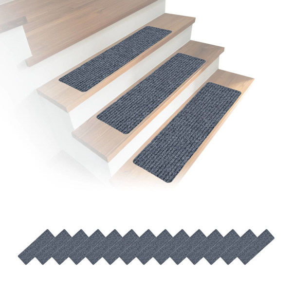 Rektangulära trappmattor, 16 st, 65×20 cm, halkfria
