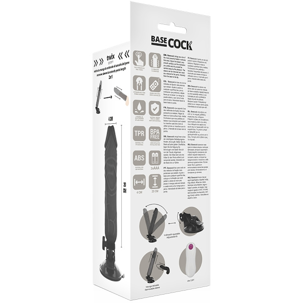 Basecock - Realistic Vibrator Remote Control Musta 20 cm -O- 4 cm