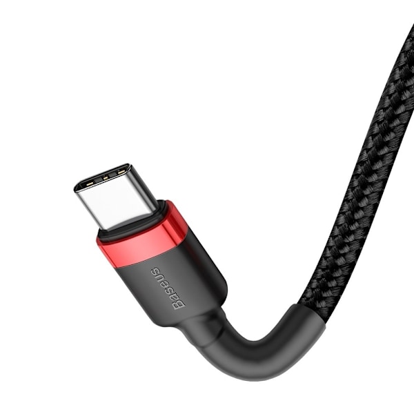 Slitstark flexibel kabel USB-C PD PD 2.0 60W 20V 3A QC3.0 1M Svart-Röd