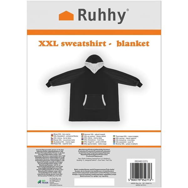 XXL sweatshirt - tæppe sort Ruhhy 24403
