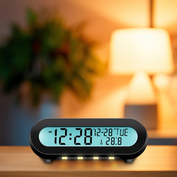 Clock Radio Temp/Fugtighed USB-C/Batteridrift Sort