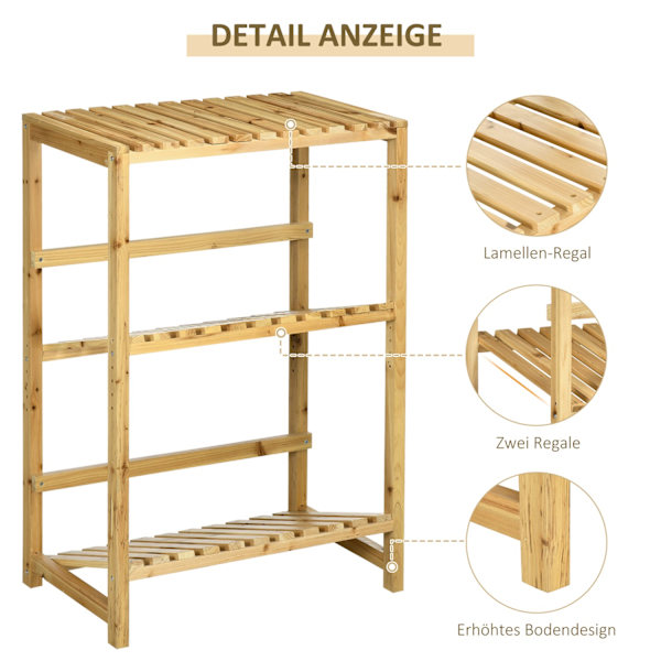 Wine Rack Pulloteline, Viiniteline, 2 Kallistettua Hyllyä, Pysyvä Hylly Patiolle Ja Puutarhaan, Natural, 74X45X111 Cm