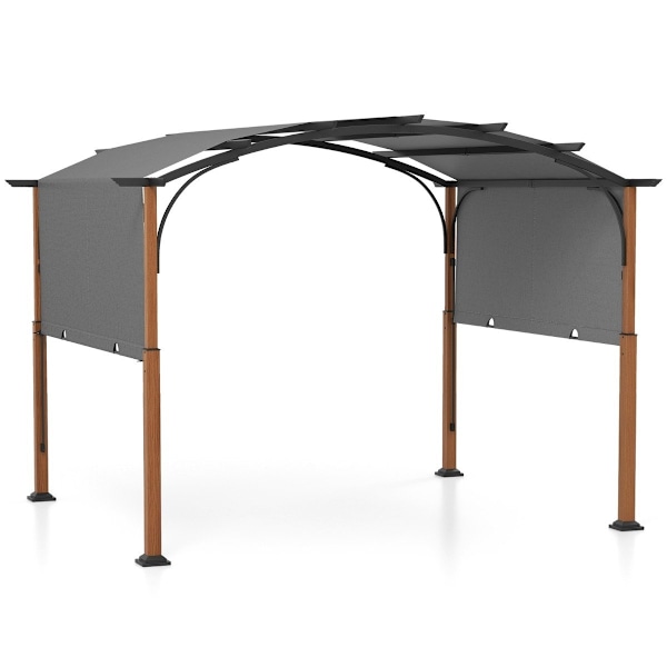 3,6 x 3 m pergola med infällbart tak Vattentätt Stabil Vintertät Gazebo Grå